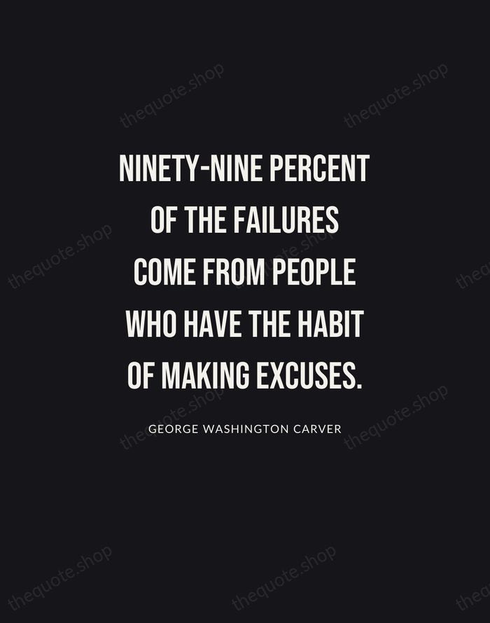 Ninety-nine percent of the failures come from people who have the habit… — George Washington Carver | Printable Wall Art — Poster Condensed