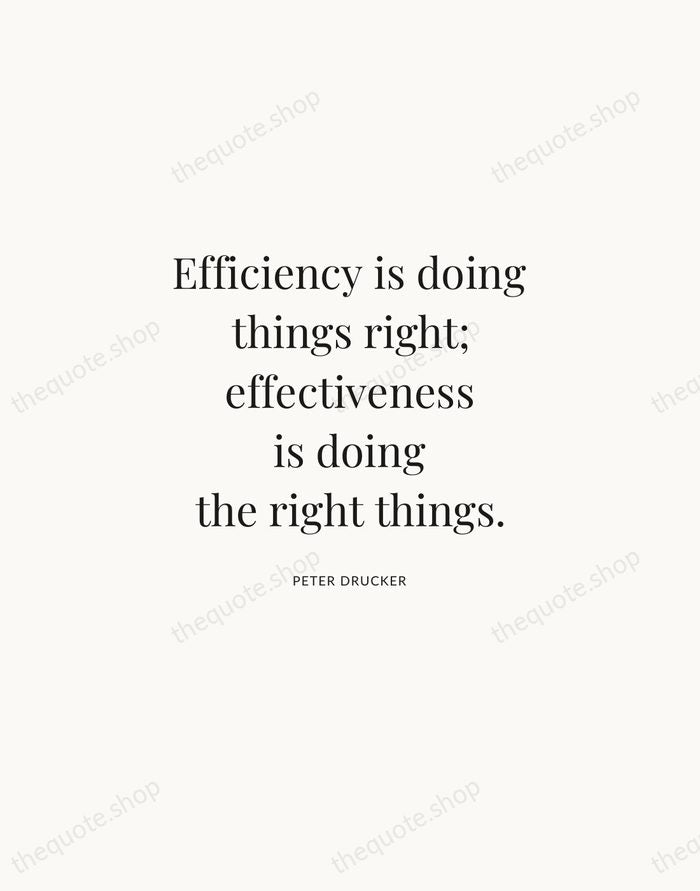 Efficiency is doing things right; effectiveness is doing the right things. — Peter Drucker | Printable Wall Art — Atelier Serif