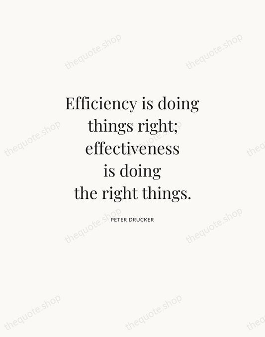 Efficiency is doing things right; effectiveness is doing the right things. — Peter Drucker | Printable Wall Art — Atelier Serif