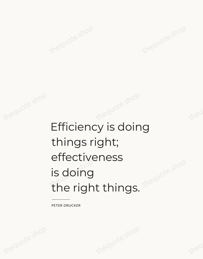 Efficiency is doing things right; effectiveness is doing the right things. — Peter Drucker — Studio Left