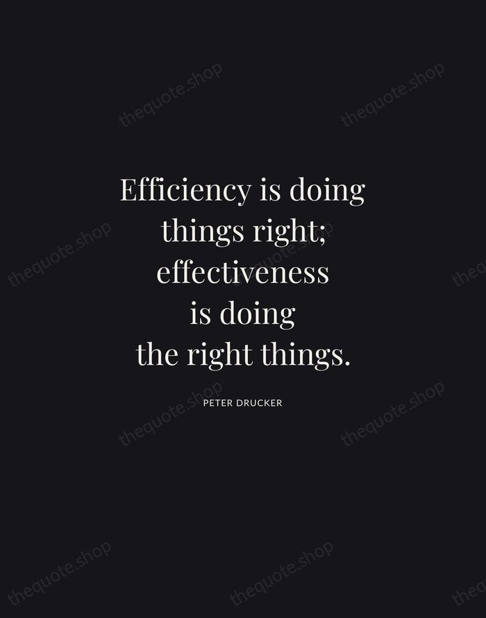 Efficiency is doing things right; effectiveness is doing the right things. — Peter Drucker | Printable Wall Art — Midnight Serif