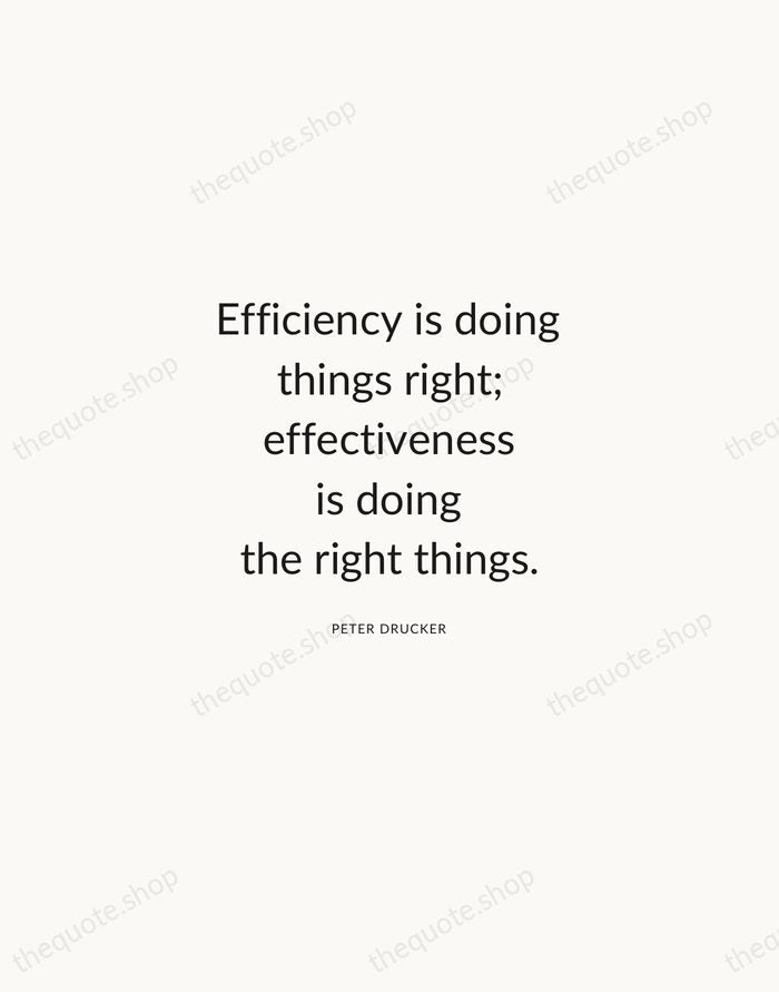 Efficiency is doing things right; effectiveness is doing the right things. — Peter Drucker — Modern Sans Calm