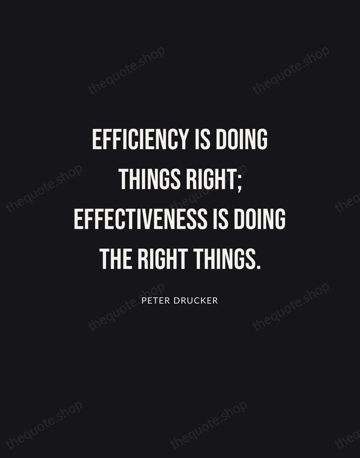 Efficiency is doing things right; effectiveness is doing the right things. — Peter Drucker | Printable Wall Art — Poster Condensed