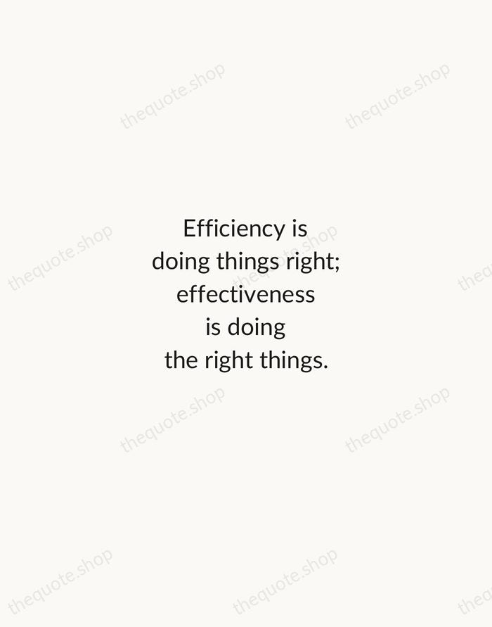 Efficiency is doing things right; effectiveness is doing the right things. — Peter Drucker — Minimal Unsigned