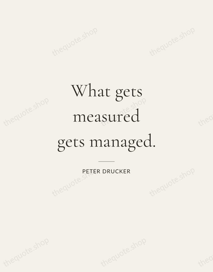 What gets measured gets managed. — Peter Drucker — Gallery Rule