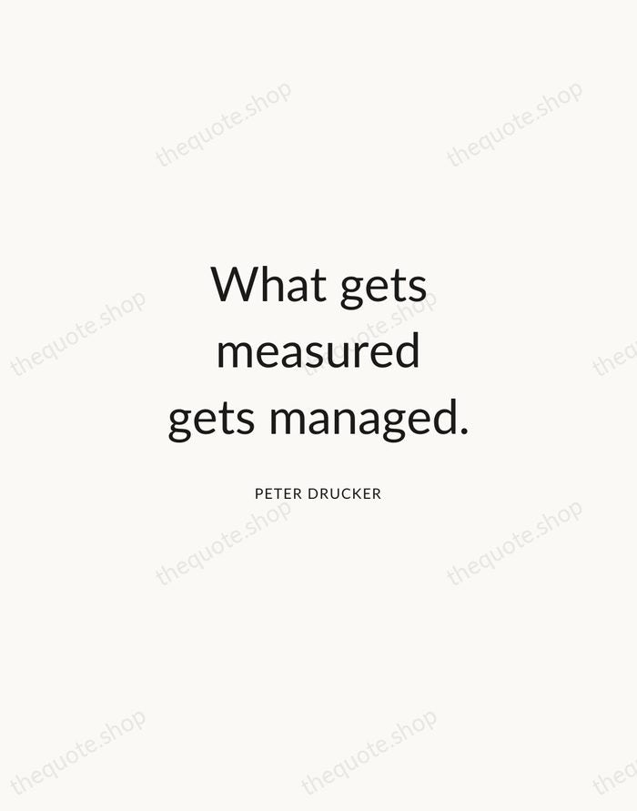 What gets measured gets managed. — Peter Drucker — Modern Sans Calm