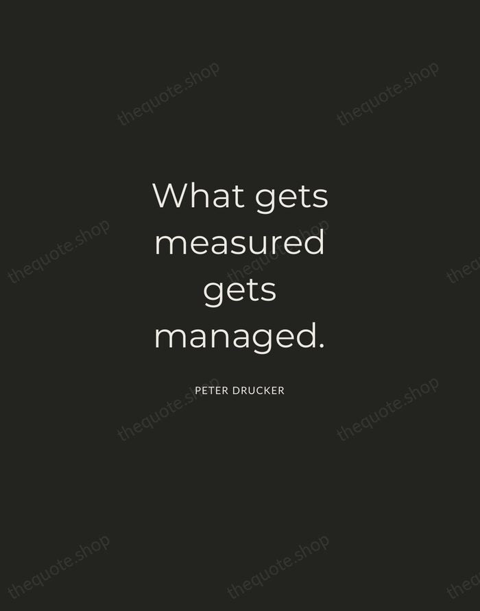 What gets measured gets managed. — Peter Drucker — Charcoal Sans