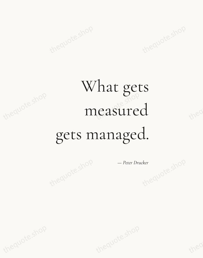 What gets measured gets managed. — Peter Drucker — Soft Serif Right