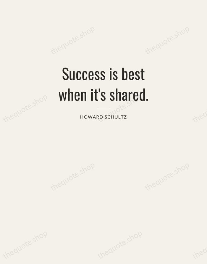 Success is best when it's shared. — Howard Schultz — Letterpress Caps