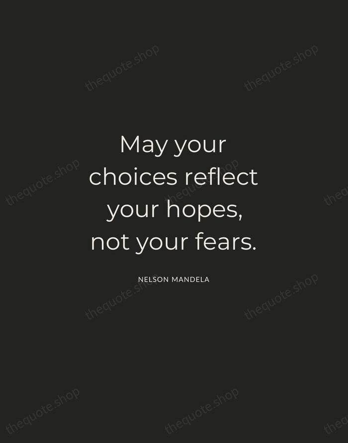 May your choices reflect your hopes, not your fears. — Nelson Mandela — Charcoal Sans