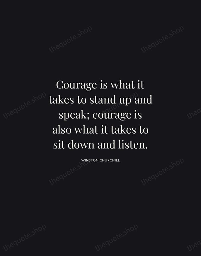 Courage is what it takes to stand up and speak; courage is… — Winston Churchill | Printable Wall Art — Midnight Serif
