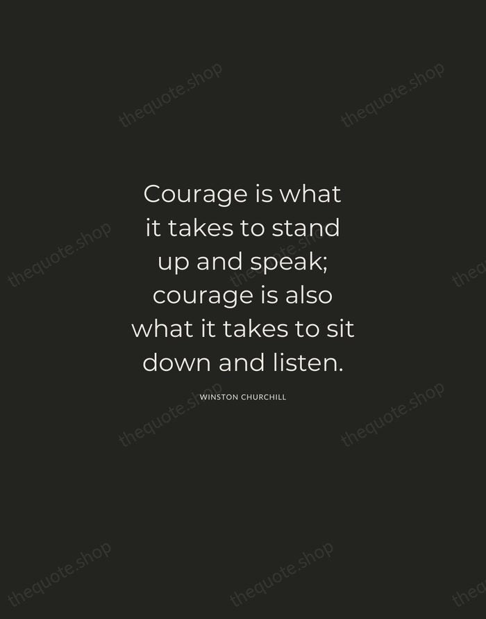 Courage is what it takes to stand up and speak; courage is… — Winston Churchill — Charcoal Sans