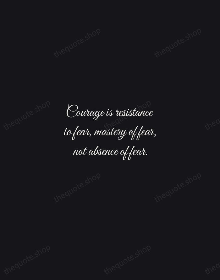 Courage is resistance to fear, mastery of fear, not absence of fear. — Mark Twain — Night Script
