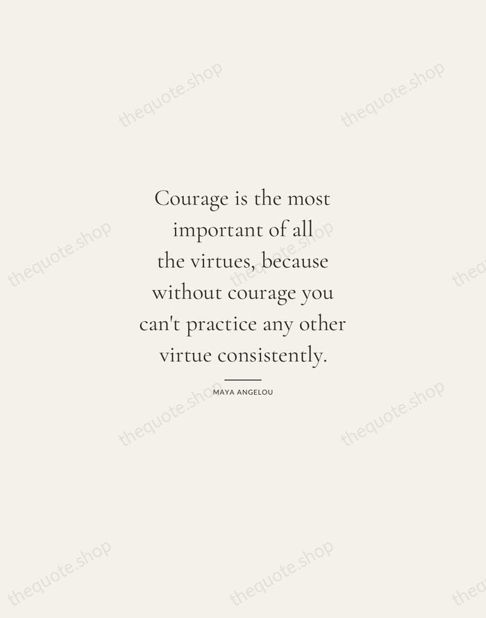 Courage is the most important of all the virtues, because without courage… — Maya Angelou — Gallery Rule