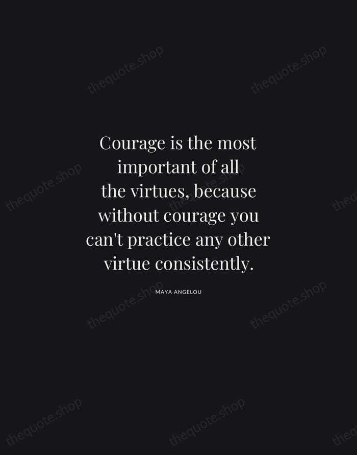 Courage is the most important of all the virtues, because without courage… — Maya Angelou | Printable Wall Art — Midnight Serif