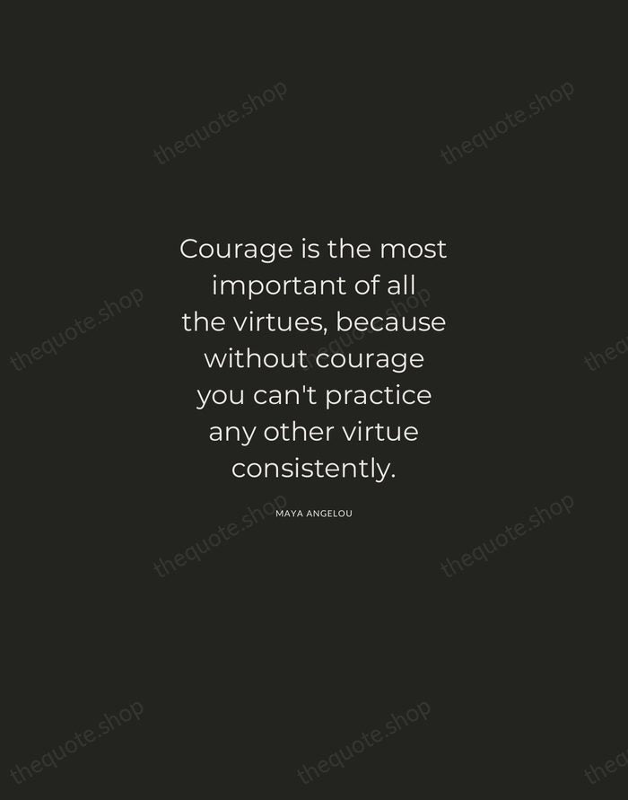 Courage is the most important of all the virtues, because without courage… — Maya Angelou — Charcoal Sans