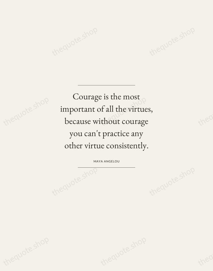 Courage is the most important of all the virtues, because without courage… — Maya Angelou — Gallery Frame
