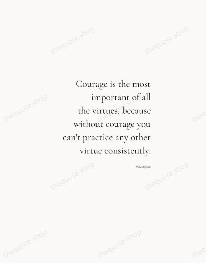 Courage is the most important of all the virtues, because without courage… — Maya Angelou — Soft Serif Right