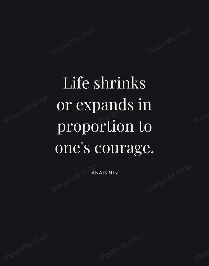 Life shrinks or expands in proportion to one's courage. — Anais Nin | Printable Wall Art — Midnight Serif