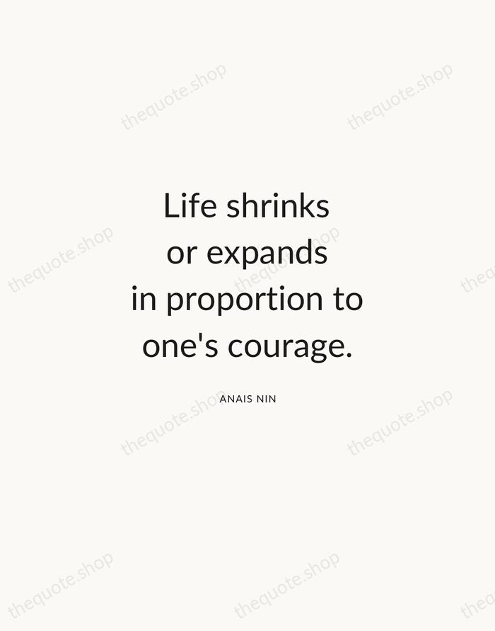 Life shrinks or expands in proportion to one's courage. — Anais Nin — Modern Sans Calm