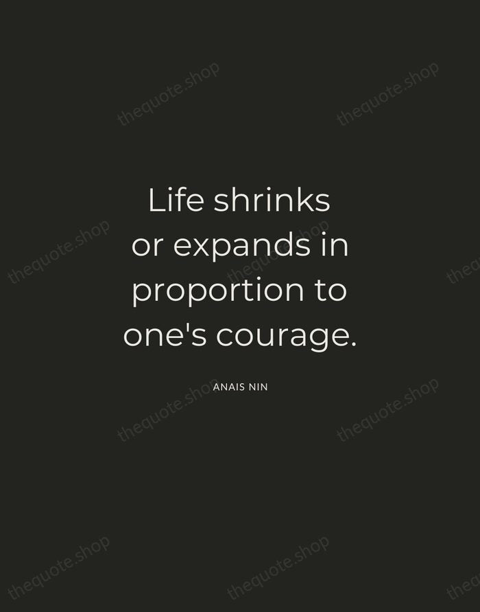 Life shrinks or expands in proportion to one's courage. — Anais Nin — Charcoal Sans