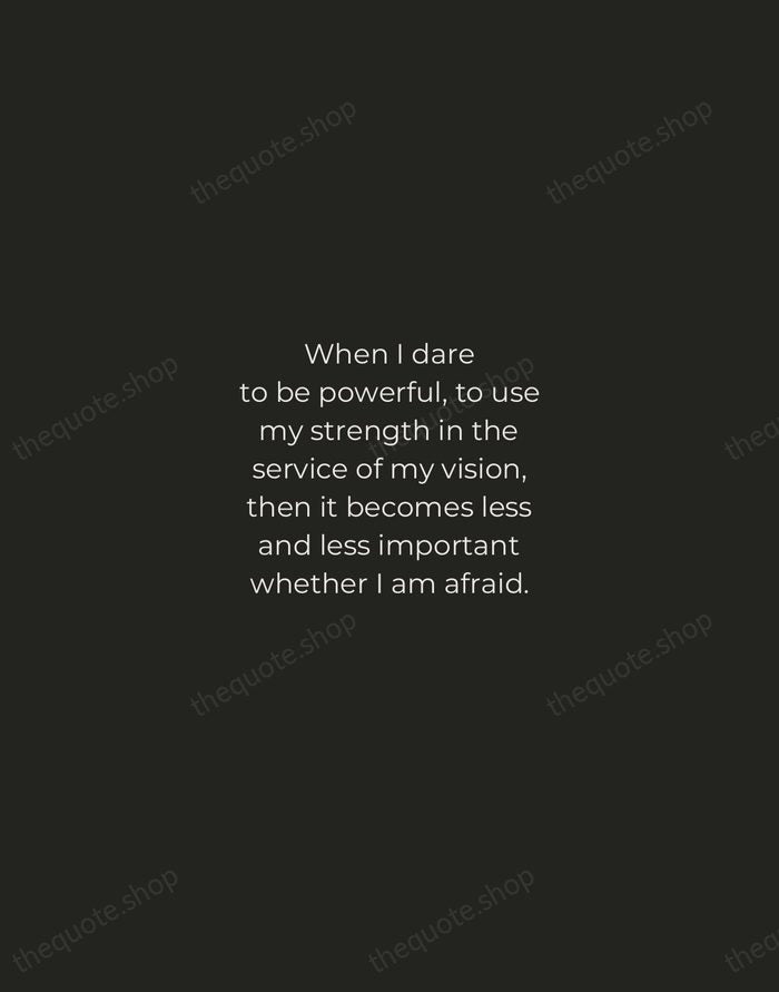 When I dare to be powerful, to use my strength in the… — Audre Lorde — Tracked Caps Unsigned