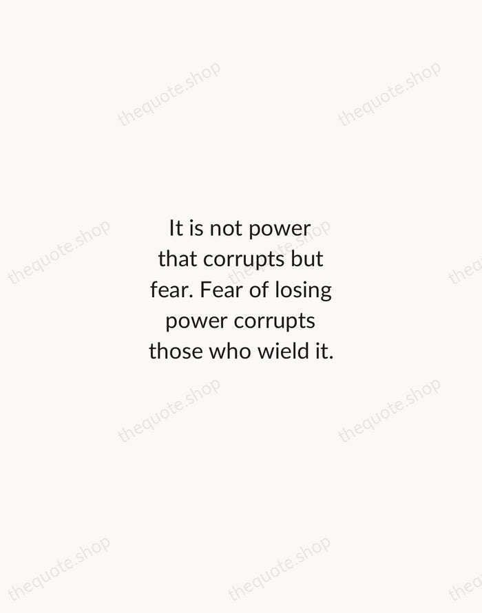 It is not power that corrupts but fear. Fear of losing power… — Aung San Suu Kyi — Minimal Unsigned