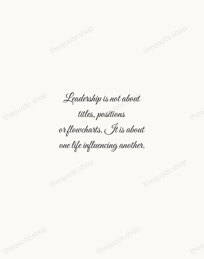 Leadership is not about titles, positions or flowcharts. It is about one… — John C. Maxwell — Script Whisper