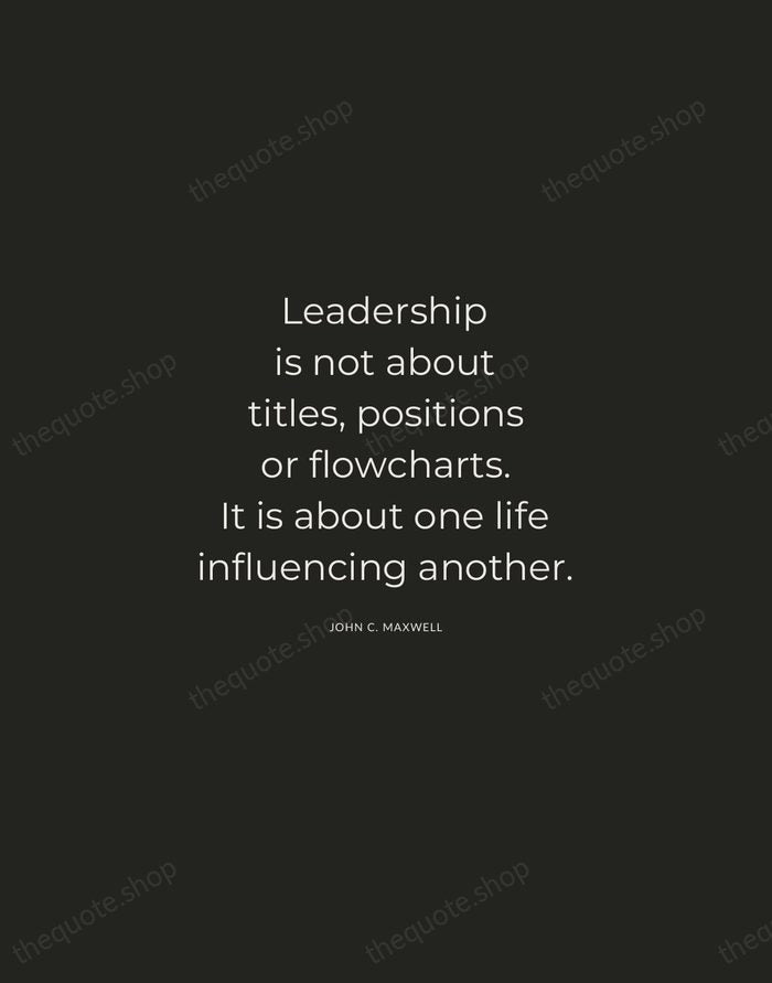 Leadership is not about titles, positions or flowcharts. It is about one… — John C. Maxwell — Charcoal Sans