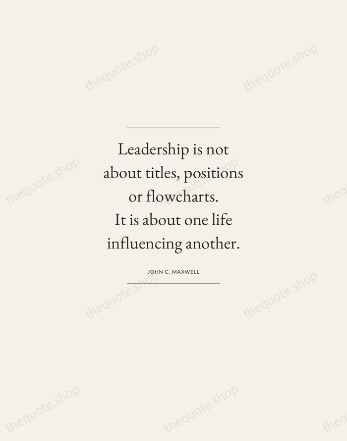 Leadership is not about titles, positions or flowcharts. It is about one… — John C. Maxwell — Gallery Frame
