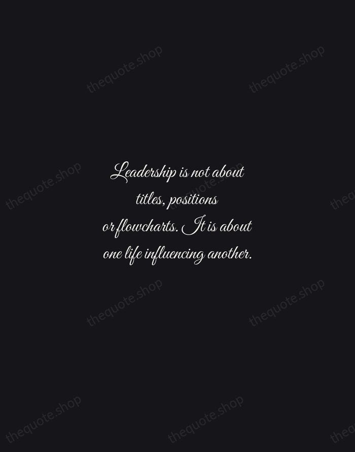 Leadership is not about titles, positions or flowcharts. It is about one… — John C. Maxwell — Night Script