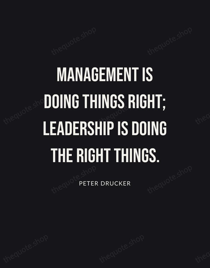 Management is doing things right; leadership is doing the right things. — Peter Drucker | Printable Wall Art — Poster Condensed
