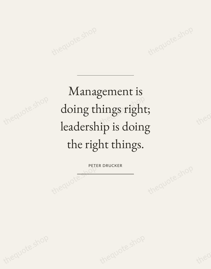Management is doing things right; leadership is doing the right things. — Peter Drucker — Gallery Frame