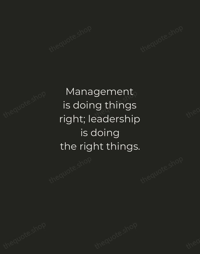 Management is doing things right; leadership is doing the right things. — Peter Drucker — Tracked Caps Unsigned