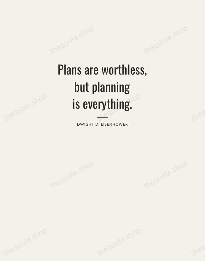 Plans are worthless, but planning is everything. — Dwight D. Eisenhower — Letterpress Caps