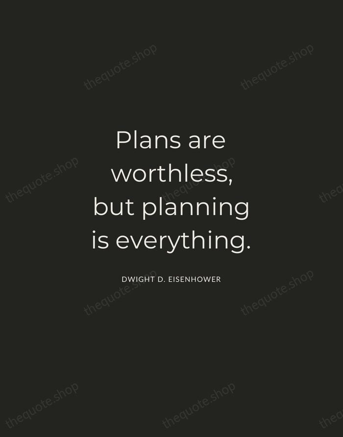 Plans are worthless, but planning is everything. — Dwight D. Eisenhower — Charcoal Sans