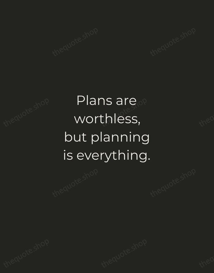 Plans are worthless, but planning is everything. — Dwight D. Eisenhower — Tracked Caps Unsigned