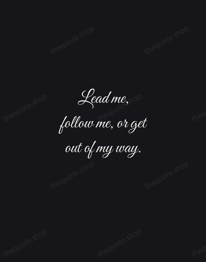 Lead me, follow me, or get out of my way. — George S. Patton — Night Script