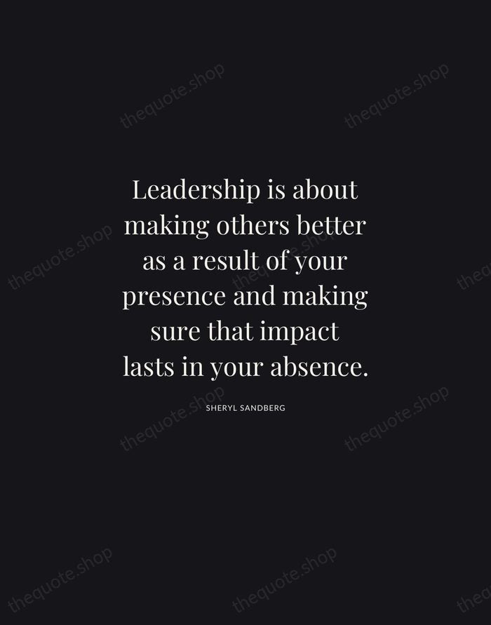 Leadership is about making others better as a result of your presence… — Sheryl Sandberg | Printable Wall Art — Midnight Serif