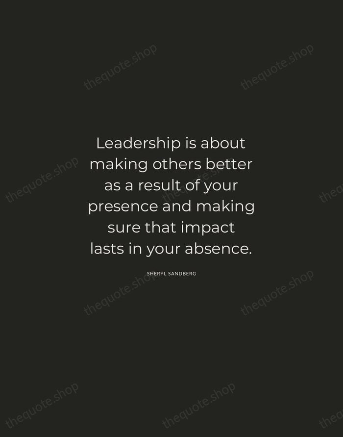 Leadership is about making others better as a result of your presence… — Sheryl Sandberg — Charcoal Sans