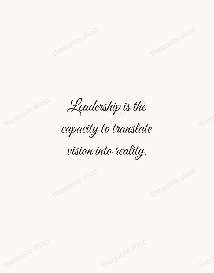 Leadership is the capacity to translate vision into reality. — Warren Bennis — Script Whisper