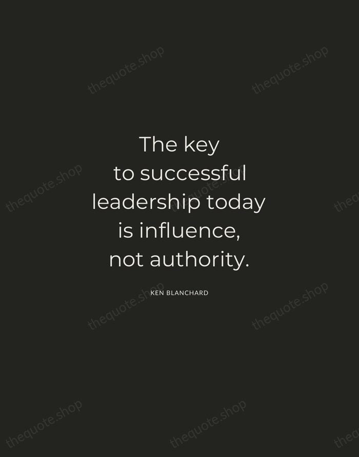The key to successful leadership today is influence, not authority. — Ken Blanchard — Charcoal Sans