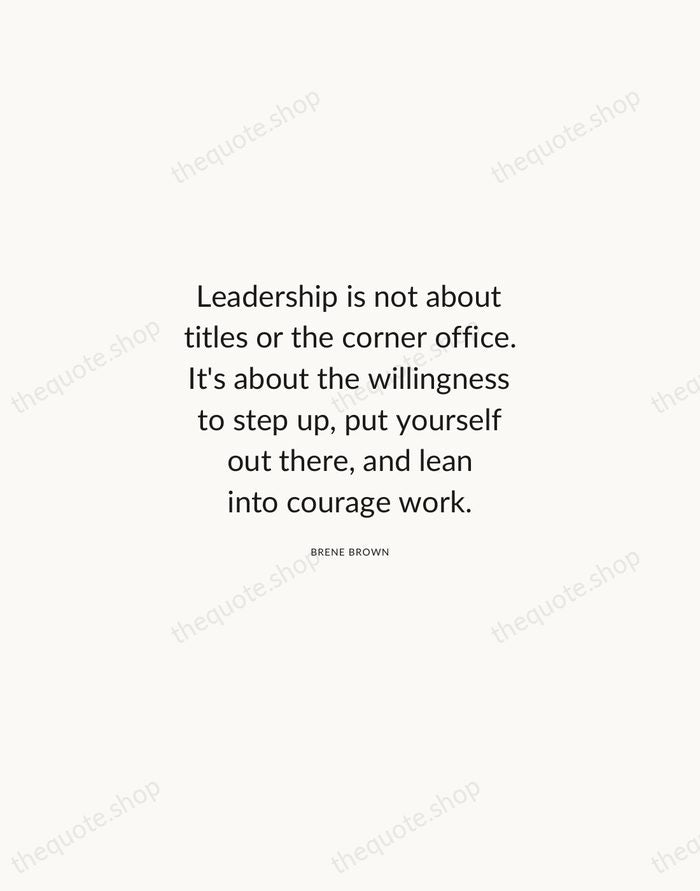 Leadership is not about titles or the corner office. It's about the… — Brene Brown — Modern Sans Calm