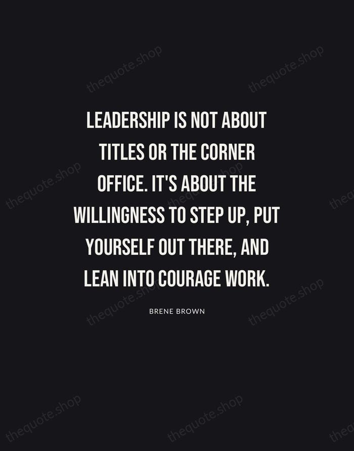 Leadership is not about titles or the corner office. It's about the… — Brene Brown | Printable Wall Art — Poster Condensed