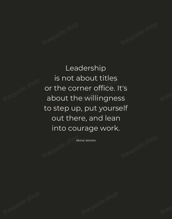 Leadership is not about titles or the corner office. It's about the… — Brene Brown — Charcoal Sans