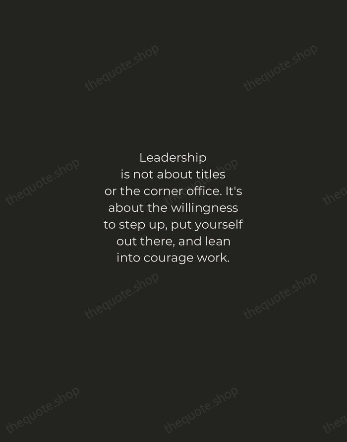 Leadership is not about titles or the corner office. It's about the… — Brene Brown — Tracked Caps Unsigned