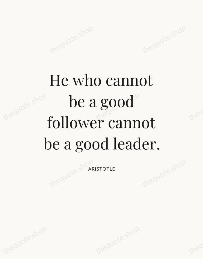 He who cannot be a good follower cannot be a good leader. — Aristotle — Statement Serif