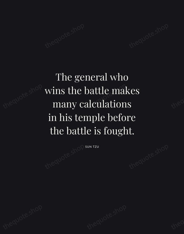 The general who wins the battle makes many calculations in his temple… — Sun Tzu | Printable Wall Art — Midnight Serif