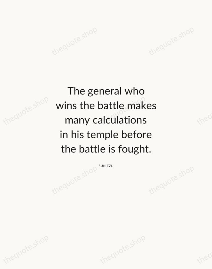The general who wins the battle makes many calculations in his temple… — Sun Tzu — Modern Sans Calm