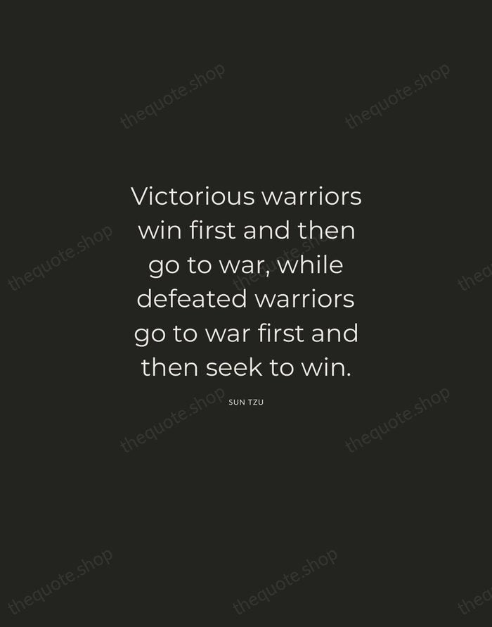 Victorious warriors win first and then go to war, while defeated warriors… — Sun Tzu — Charcoal Sans